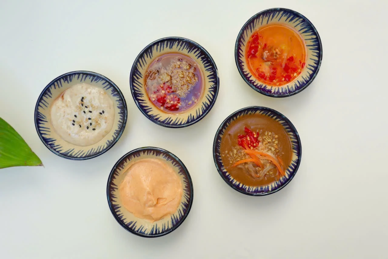 Five house-made sauces from Roly Poly Da Nang