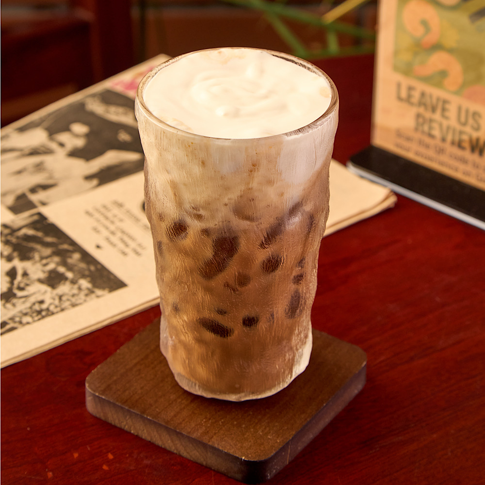 Iced salted coffee topped with house-made salted cream at Roly Poly Da Nang